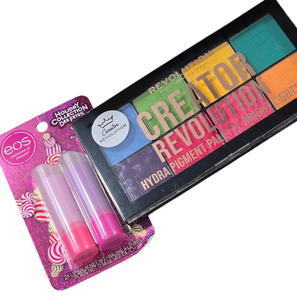 Rae Dunn Makeup Bag With EOS, Revolution Eye Palette, & Conair BUNDLE - Picture 2 of 7